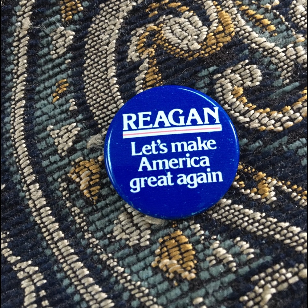 REAL VINTAGE from the Original Reagan (Lets) MAGA campaign button/pin